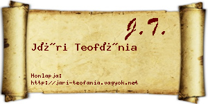 Jári Teofánia névjegykártya